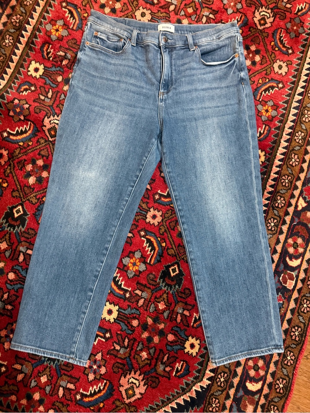 pistola Medium Blue Cropped Straight Jeans